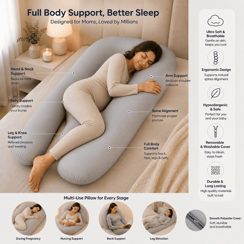 9 ft Maternity Pregnancy Pillow With Case - White
