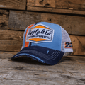 Retro Blue & Orange Diamond Trucker Hat