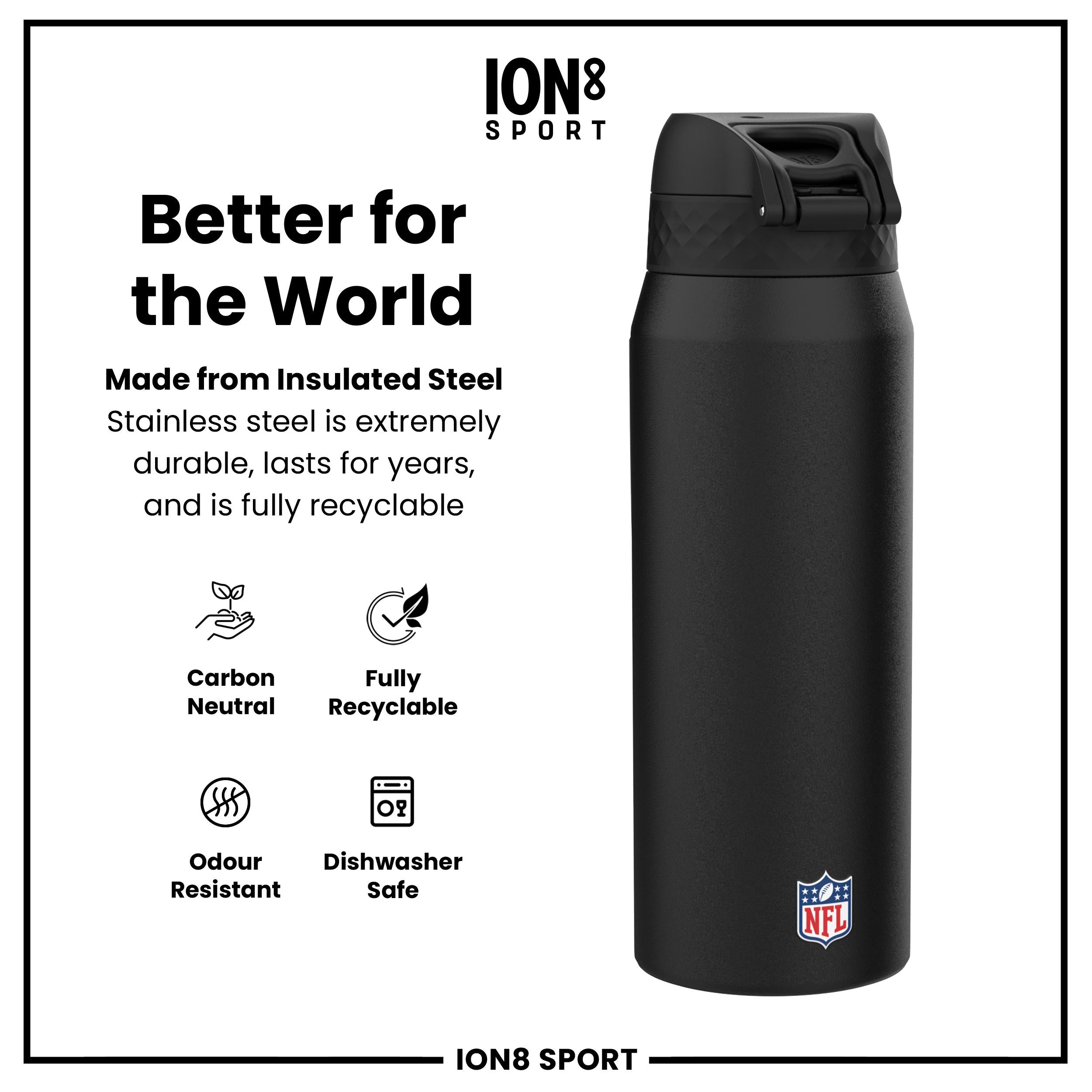 NFL x ION8 Insulated Steel Water Bottle, NFL Colts, 750ml (24oz)