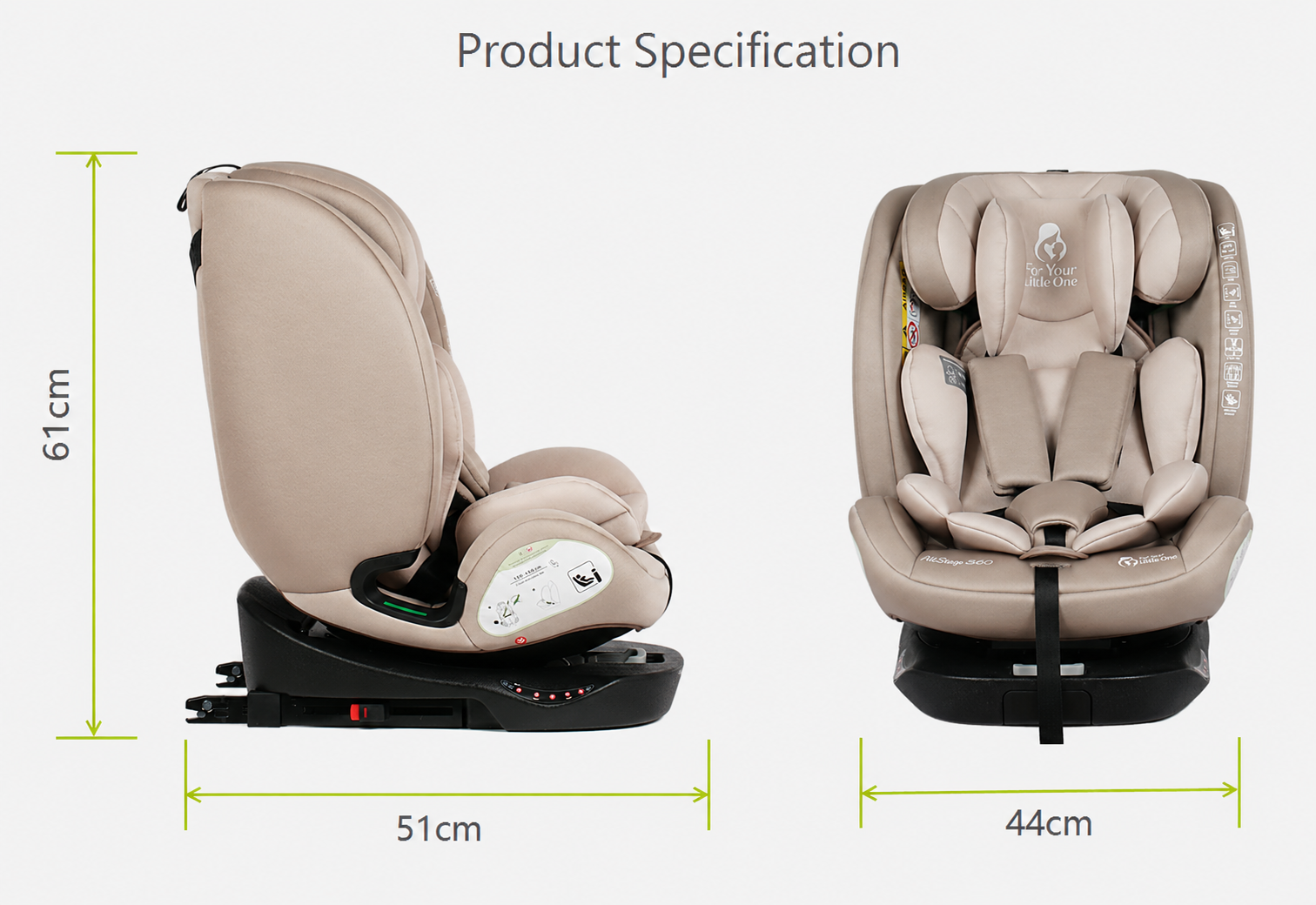 For Your Little One AllStage 360 0/1/2/3 ISOFIX I-Size Car Seat - Midnight Black (Birth-12 Years)