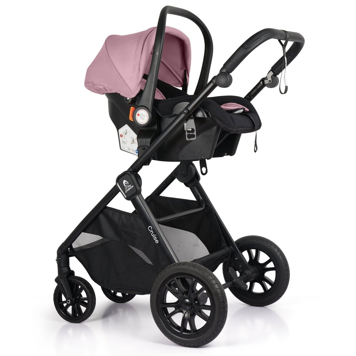 For Your Little One Cruise 3 In 1 Travel System With Car Seat - Blush Rose (Free Cupholder And Seat Liner Included!)