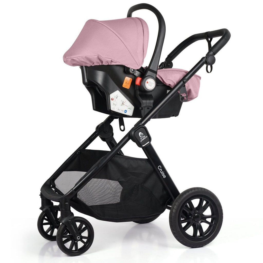 For Your Little One Cruise 3 In 1 Travel System With Car Seat - Blush Rose (Free Cupholder And Seat Liner Included!)