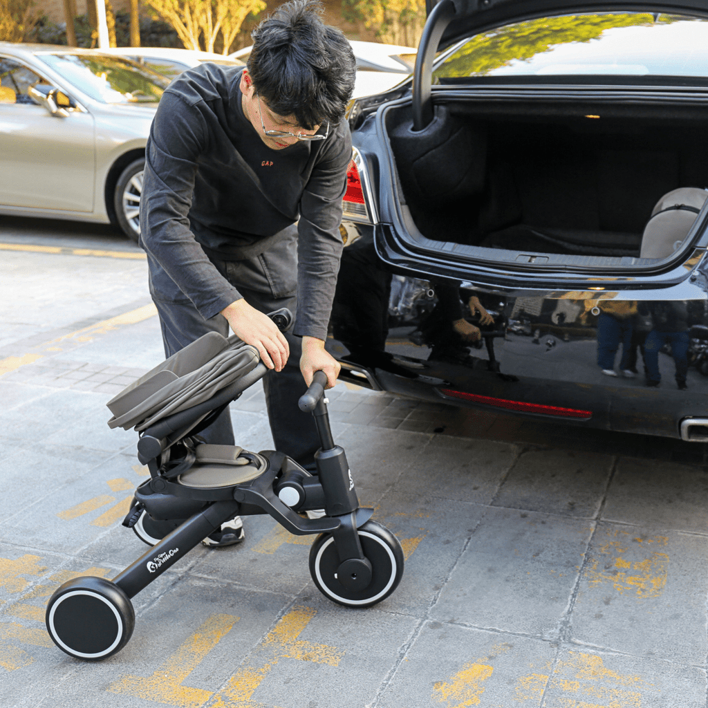Foryourlittleone Xplor 6 in 1 Foldable Trike - Jet Black (10m-4y)