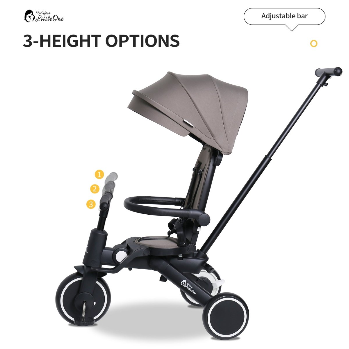 Foryourlittleone Xplor 6 in 1 Foldable Trike - Jet Black (10m-4y)