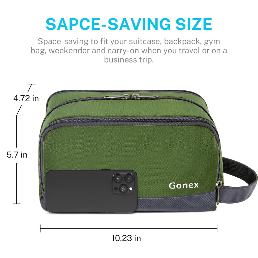 Gonex Travel Toiletry Bag Olive Green – Ultra-Light, Water-Resistant Organizer