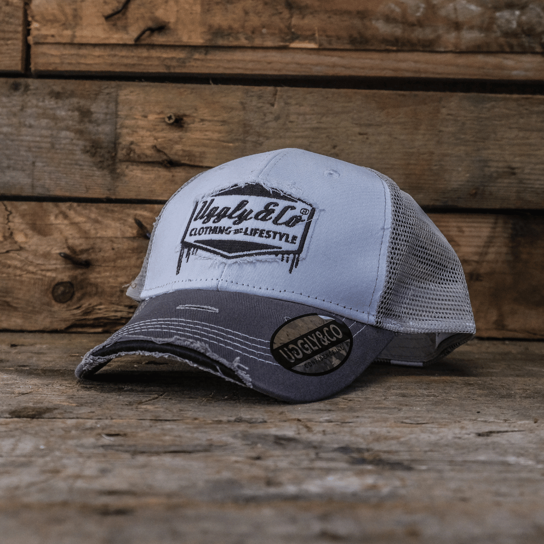 Grey & White Diamond Trucker Hat