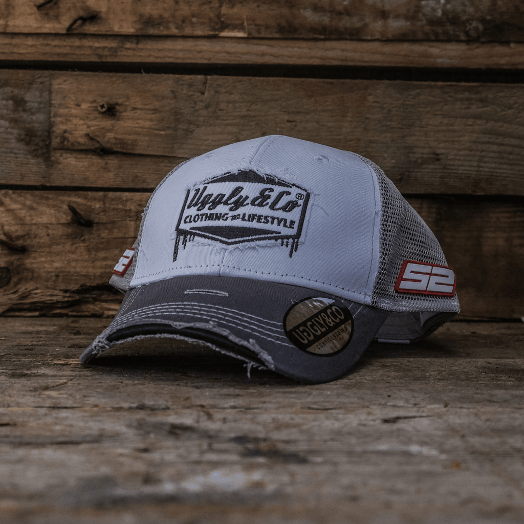 Grey & White Diamond Trucker Hat