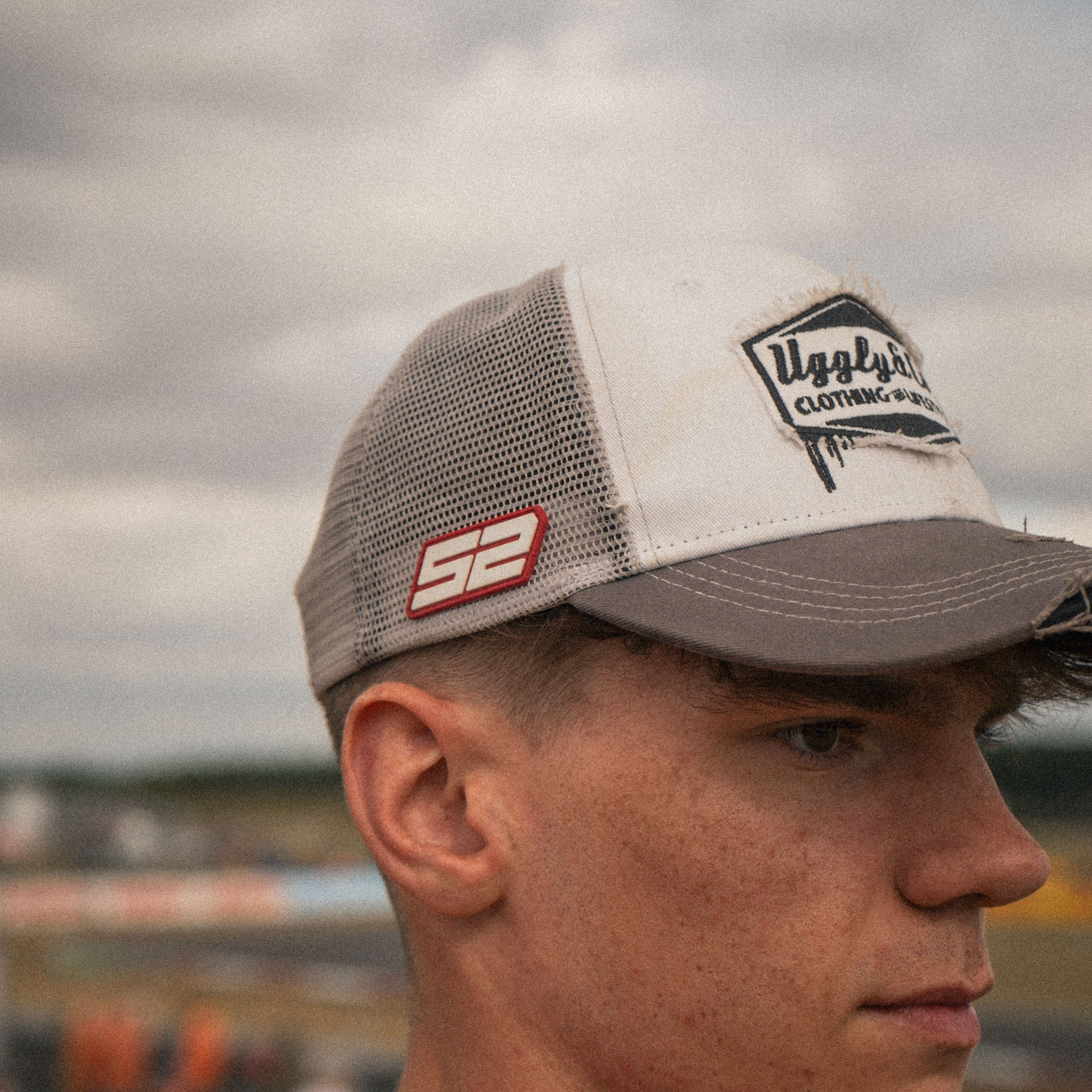 Grey & White Diamond Trucker Hat