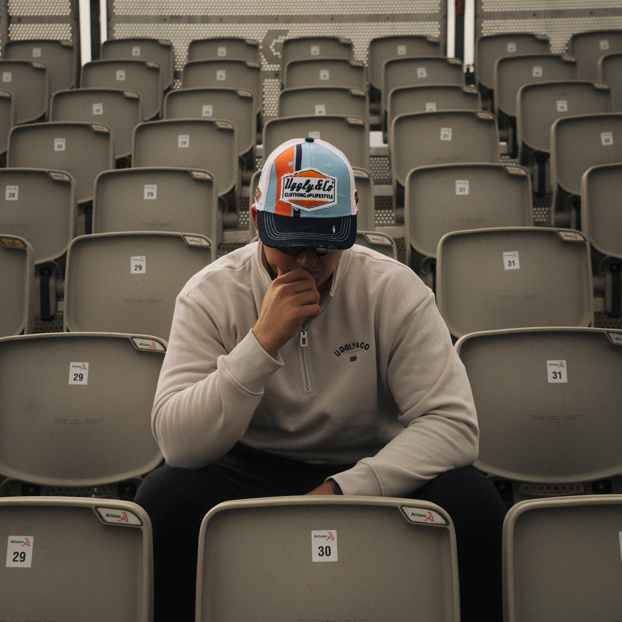 Retro Blue & Orange Diamond Trucker Hat