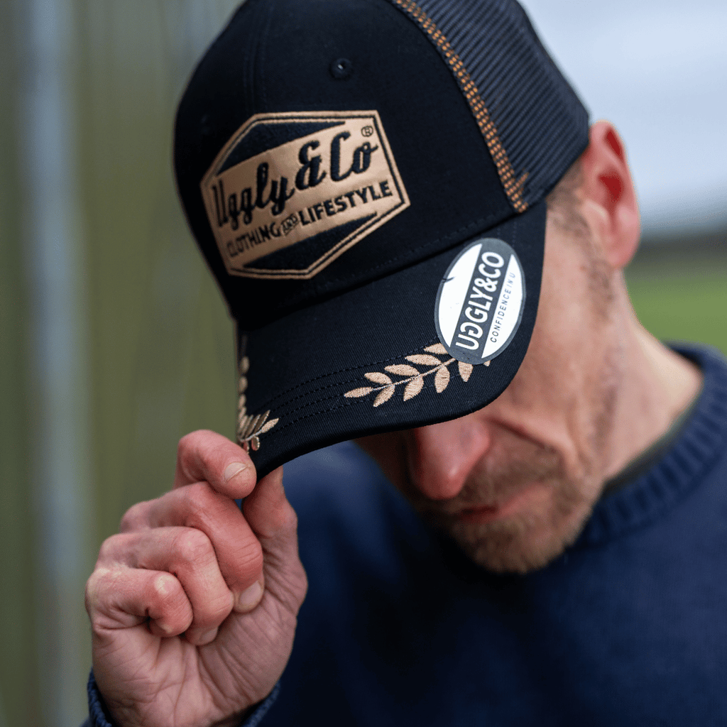 Black & Gold 'Podium' Diamond Trucker Hat