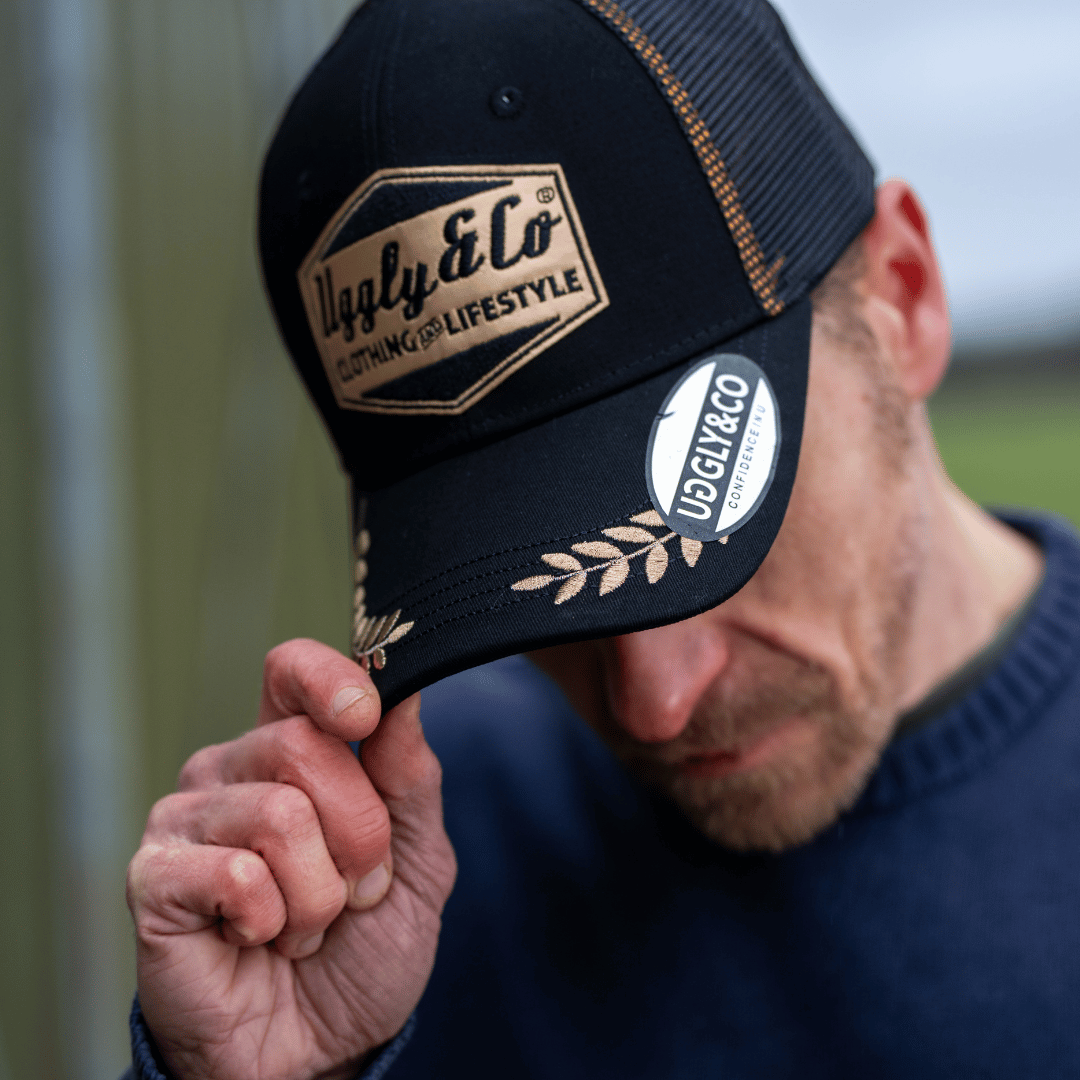 Black & Gold 'Podium' Diamond Trucker Hat