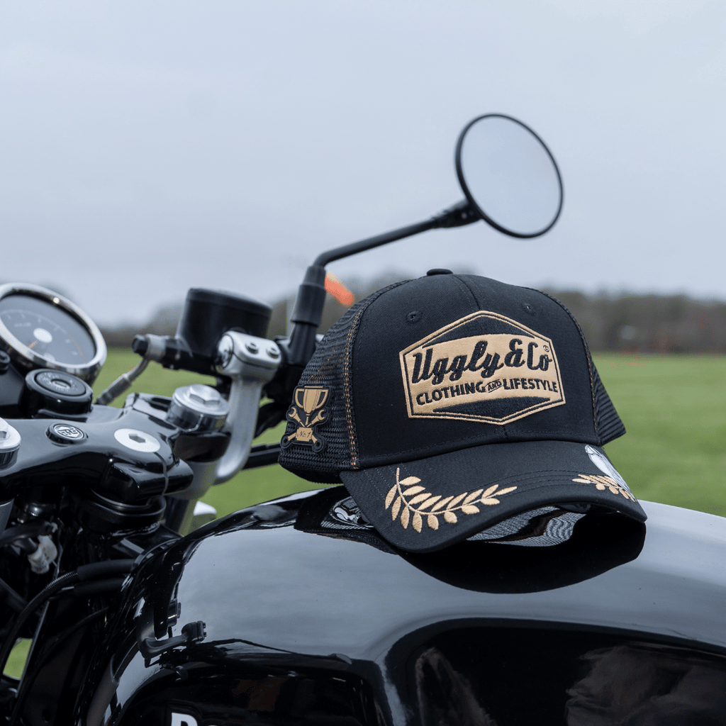 Black & Gold 'Podium' Diamond Trucker Hat