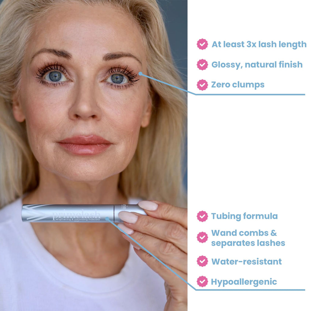 Prime Prometics PrimeLash Mascara for Older Women – Hypoallergenic, Clump-Free, Long-Lasting Brown